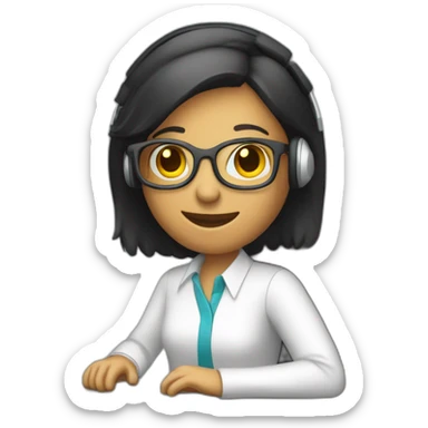 telemarketing attendant with a computer sticker