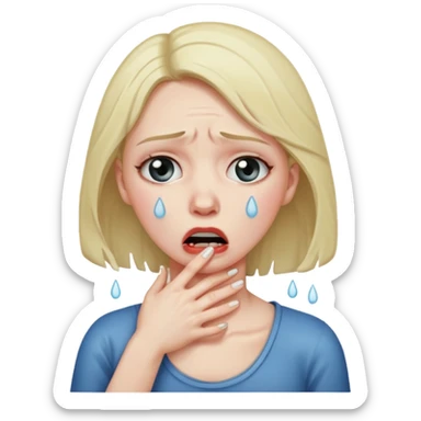 Woman choking herself sticker