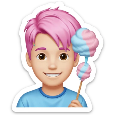 cotton candy haired boy sticker