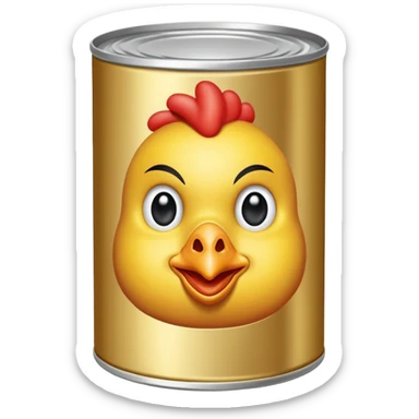 a can of chicken with a label, simple, clear sticker