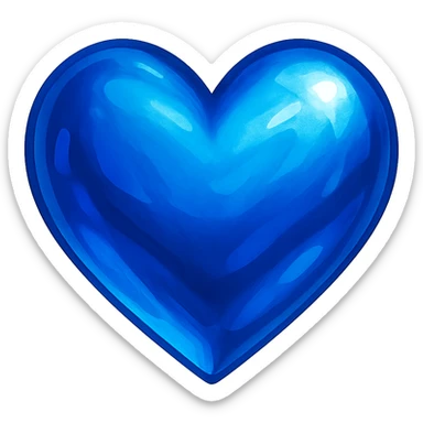 heart with a vibrant sapphire blue color, digital illustration, no background sticker