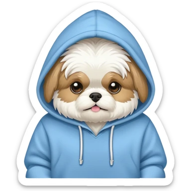 White Shitzu wearing a hoodie sticker