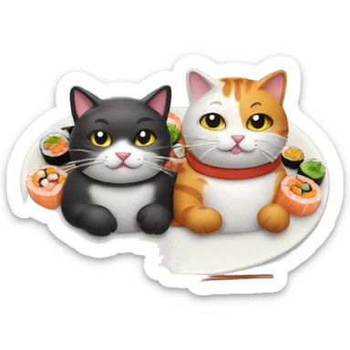 two cool cats eating sushi sticker
