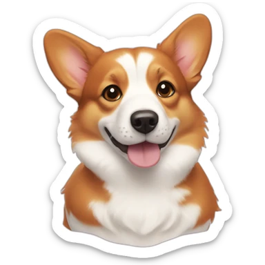 red-headed tricolor corgi with white ducks sticker