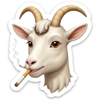 White goat with a cigarette  sticker