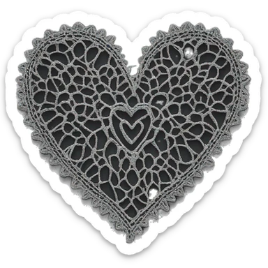 black lace heart sticker