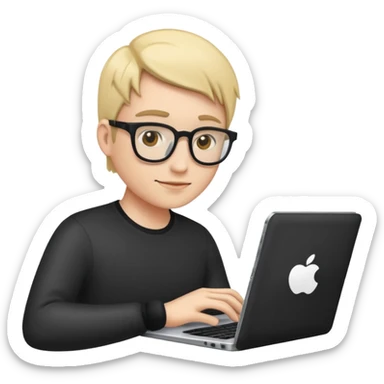 coder using a laptop and referencing a tablet emoji sticker