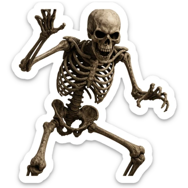 Halloween skeleton, make scary position, remove background   sticker