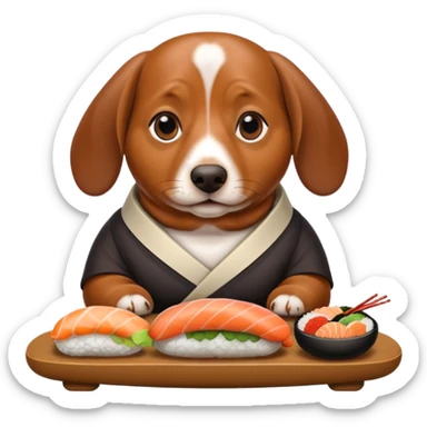 overweight dachshund eating too much sushi  sticker