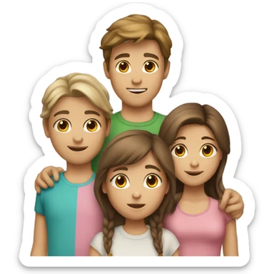 three white siblings with brown hair together, one boy and two girls  sticker