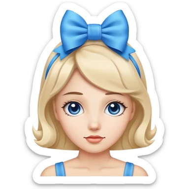 woman wearing a blue bow on her head sticker