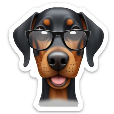 Doberman with glasses enjoys the weekend sticker