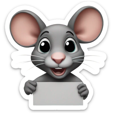The rat is turned to the right and holds a sign with the inscription "ALINGHT" sticker