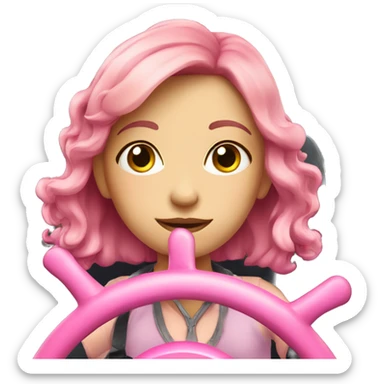 cute girl and pink steering wheel sticker