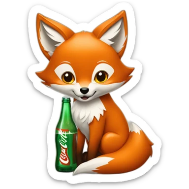 fox with a bottle of coca cola sticker
