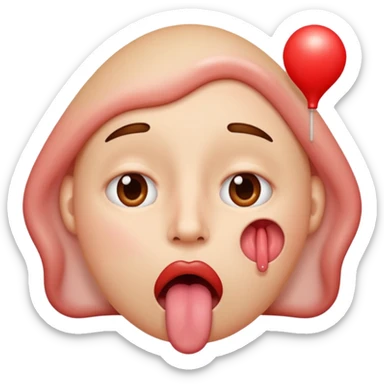 face with rolled up eyes, tongue hanging out, flushed, breathing out hot airs sticker