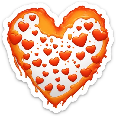 splattered paint heart glowing red-orange warmth sticker