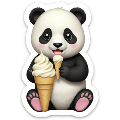 Panda eating ice cream sticker