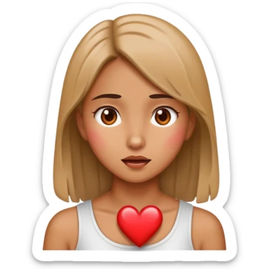 Girl with heart thumping sticker