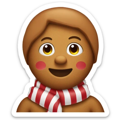 Gingerbread man in a striped scarf  sticker