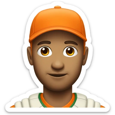 cricketer wearing orange cap sticker