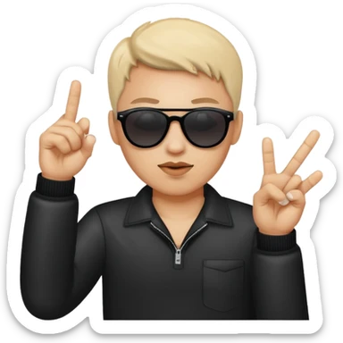 Criar emoji simples de óculo escuro dando o dedo do meio de forma bem rebelde sticker