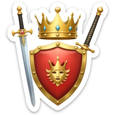 Powerful emoji with only sword, shield and crown sticker