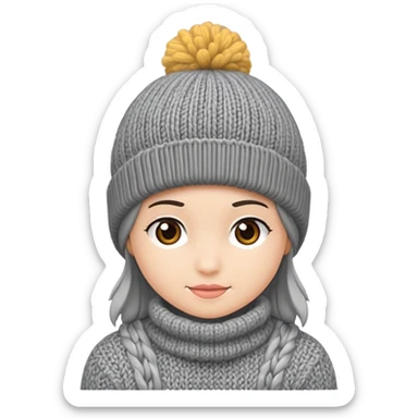 The beanie has a knitted pattern with cozy stitching sticker