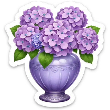 Lilac Hydrangeas in vintage vase sticker