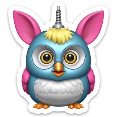 Furby 2012 with clear antena 1 on head and tiny beak sticker