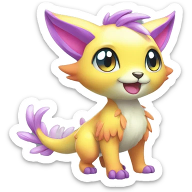 Cute cool shiny colorful fantasy animal hybrid Fakemon full body sticker