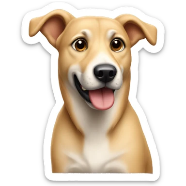 beige mongrel dog with head to the side sticker