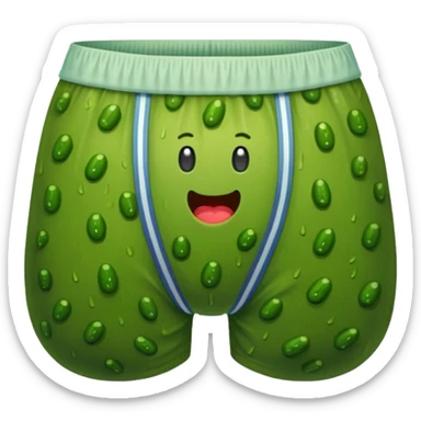 A pickle wearing underwear sticker