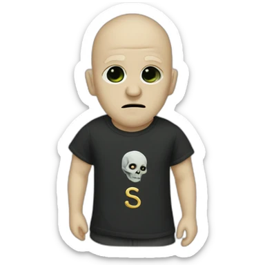 Voldemort wears a T-shirt with the word Sude on it sticker