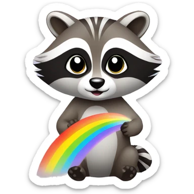 Racoon with blessing rainbow sticker