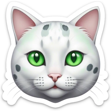 White cat with dark grey spots and green eyes  sticker