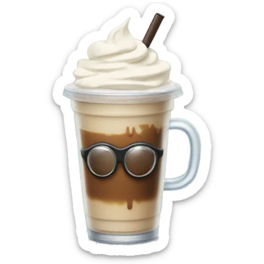 Iced coffee with whipped cream aND hAND aND gOGGLES sticker
