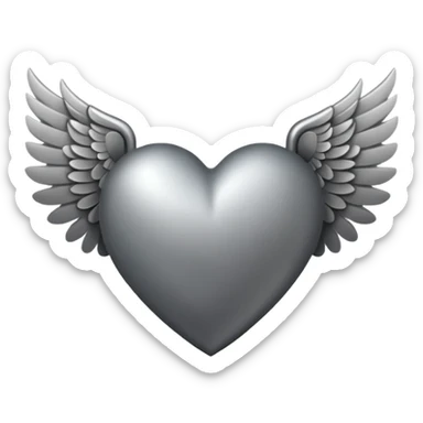 grisgray heart with wings  sticker