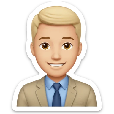 An outgoing office worker male in his late 20s, cheerful image sticker