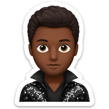 Michael McCary from Boyz II Men with dark brown hair, black sequin outfit sticker