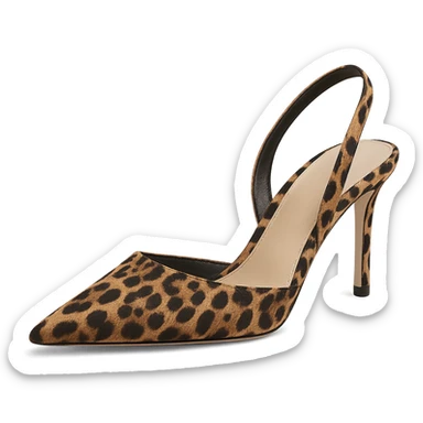leopard print pointed toe slingback heel, elegant, modern sticker