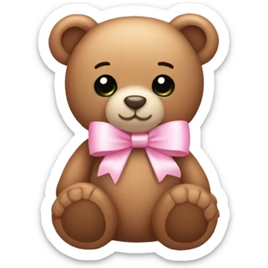 Teddy bear with light pink bow  sticker