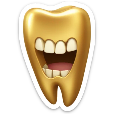 Gold tooth with a gold tooth sticker