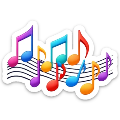 music beats with sound waves and musical notes sticker