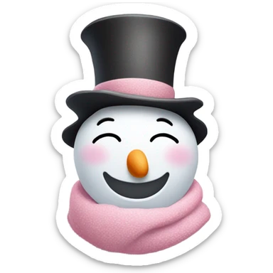 Cute white and light pink snowman sticker
