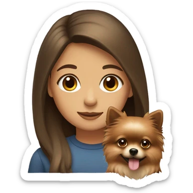 Girl with brown hair and write Pomeranian  sticker