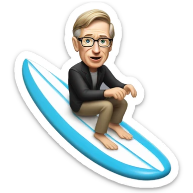 Stephan hawking riding on a surf board sticker