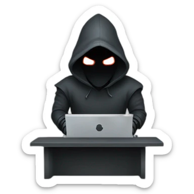 evil hacker hammering on keyboard sticker