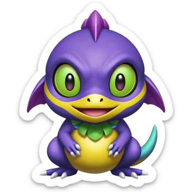 Elemental shimmering lucky charming smiling cute Croagunk-Dragalge-Hawlucha-Pokémon-Fakémon-hybrid-creature sticker