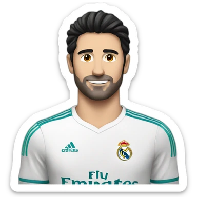 A white man with black hair supports Real Madrid sticker
